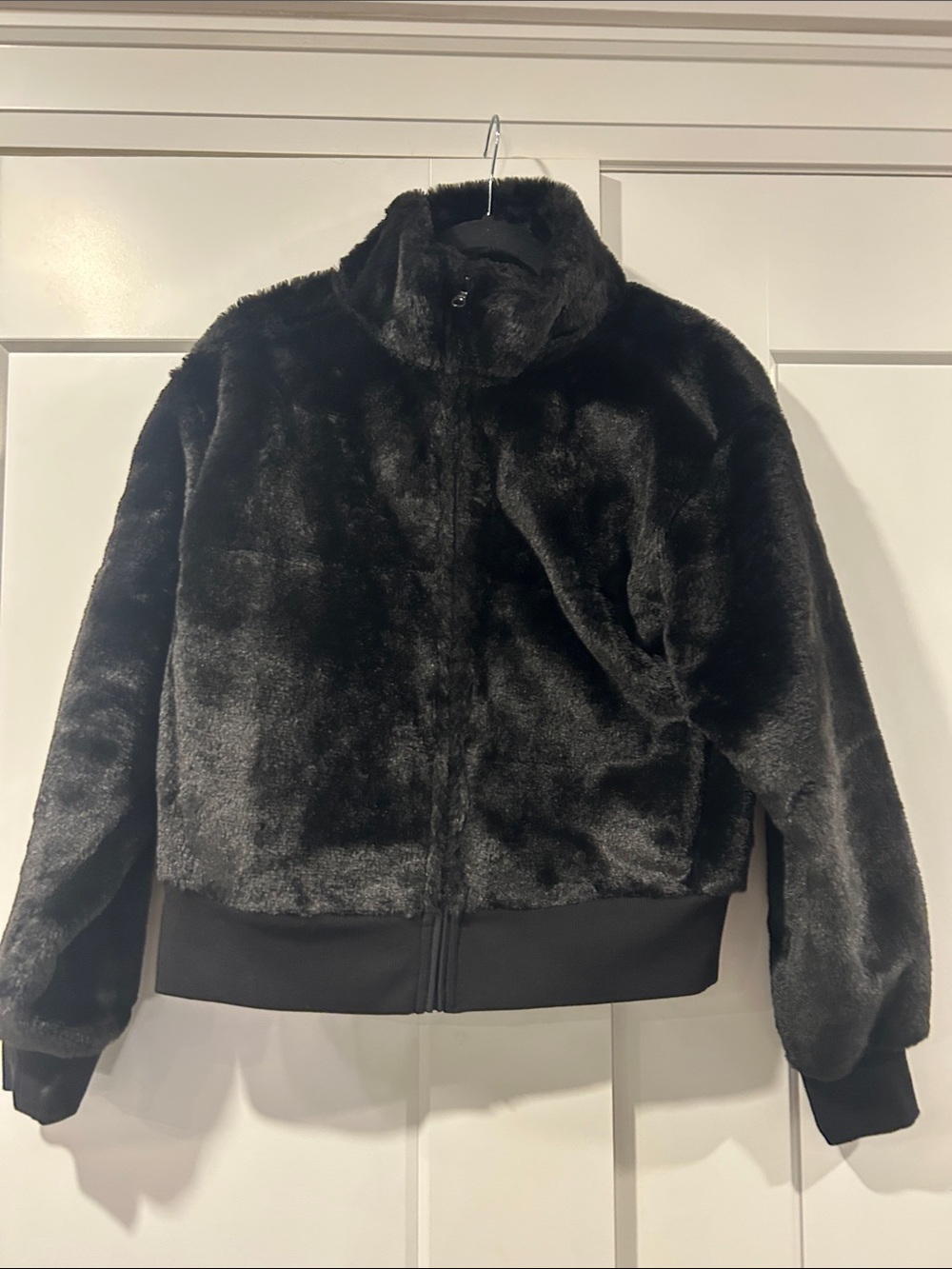 Black Faux Fur Teddy Jacket - Women